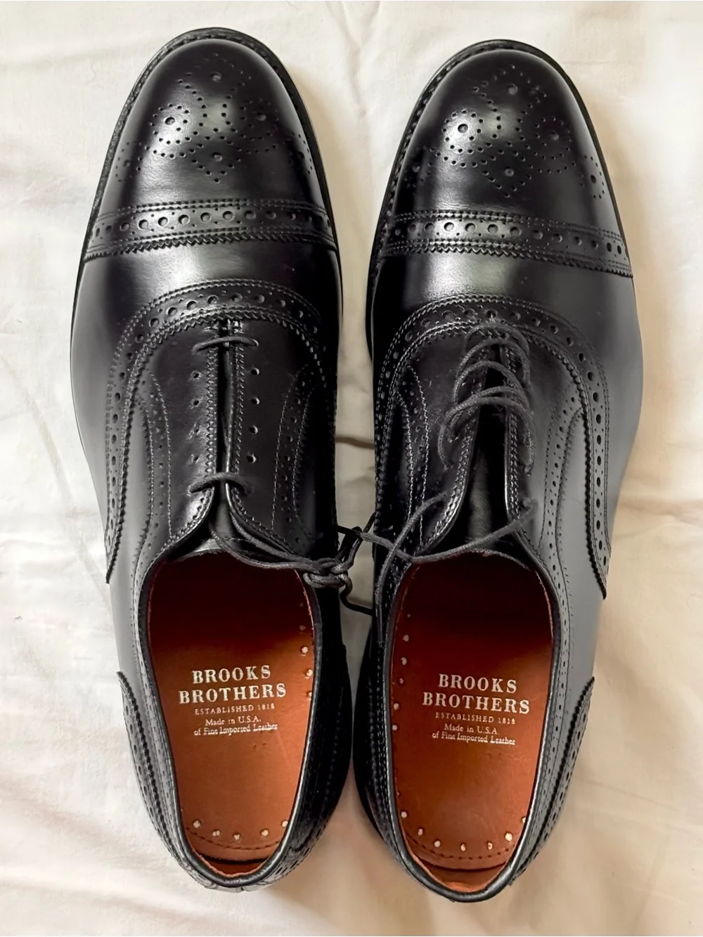 Brooks Brothers Medallion Cap-Toe Oxford dress shoes US9 black